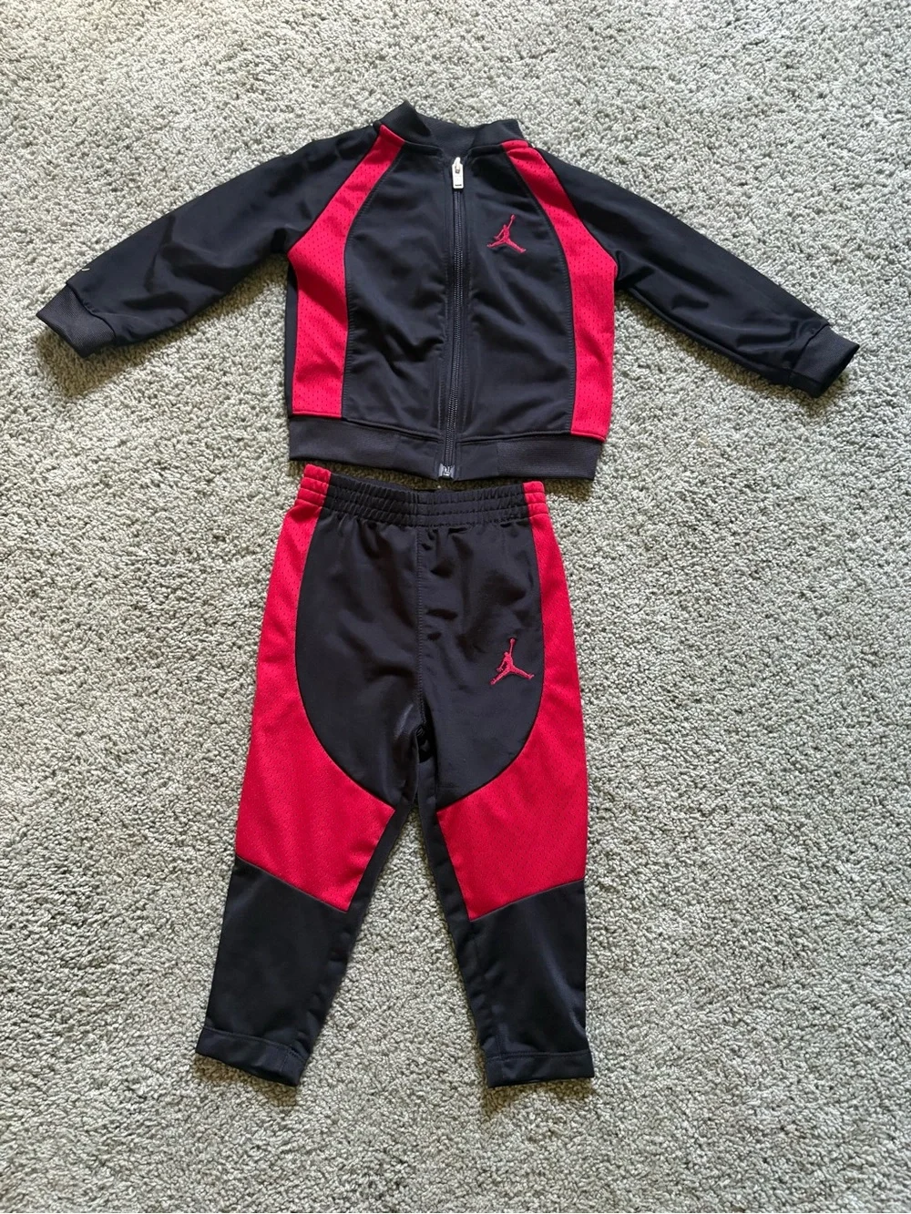 Jordan Track Suit Baby Size 18 Months Black Red 2 Piece Full Zip Jacket Pants